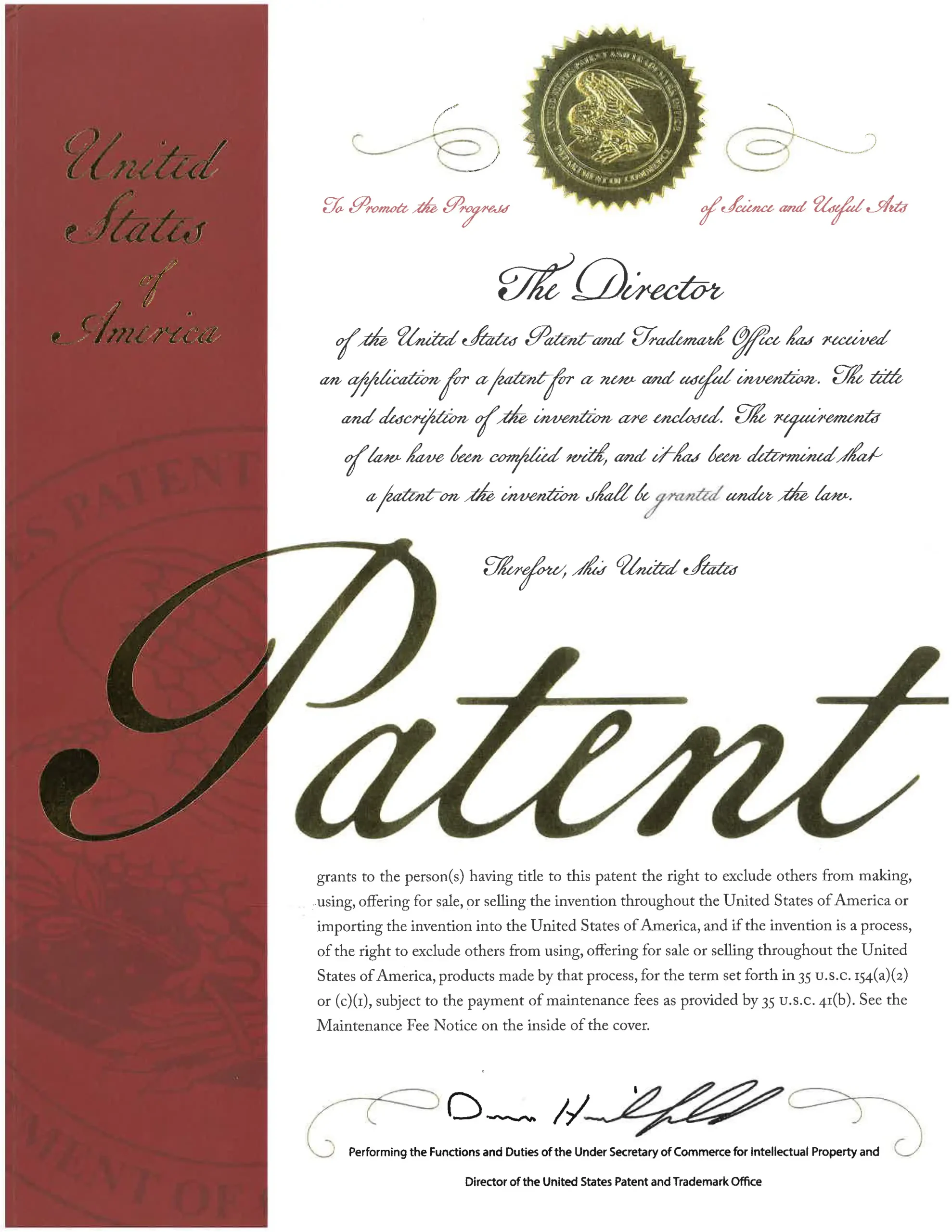 미국 특허등록증 (US Patent)